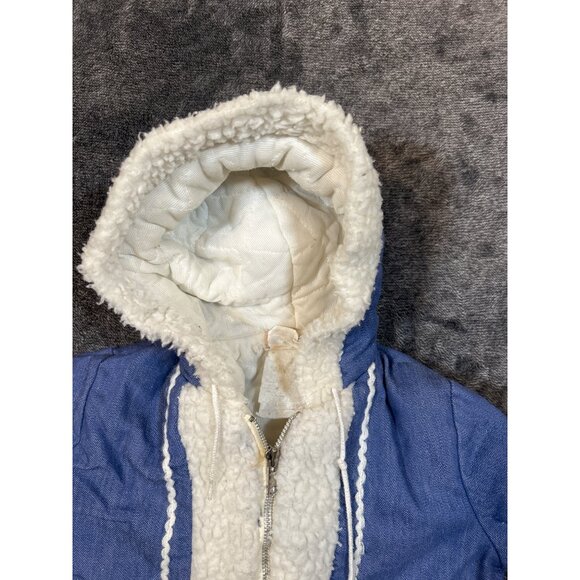 Vintage 1970's Quiltex Demin-look and Faux Fur Coat with Heart Applique and Rick - Picture 2 of 9